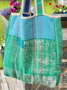 Sari Kantha Tote Bag