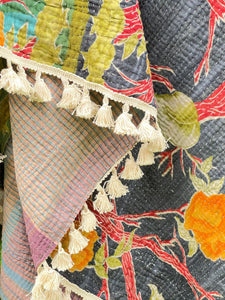 Vintage Sari Kantha Quilt