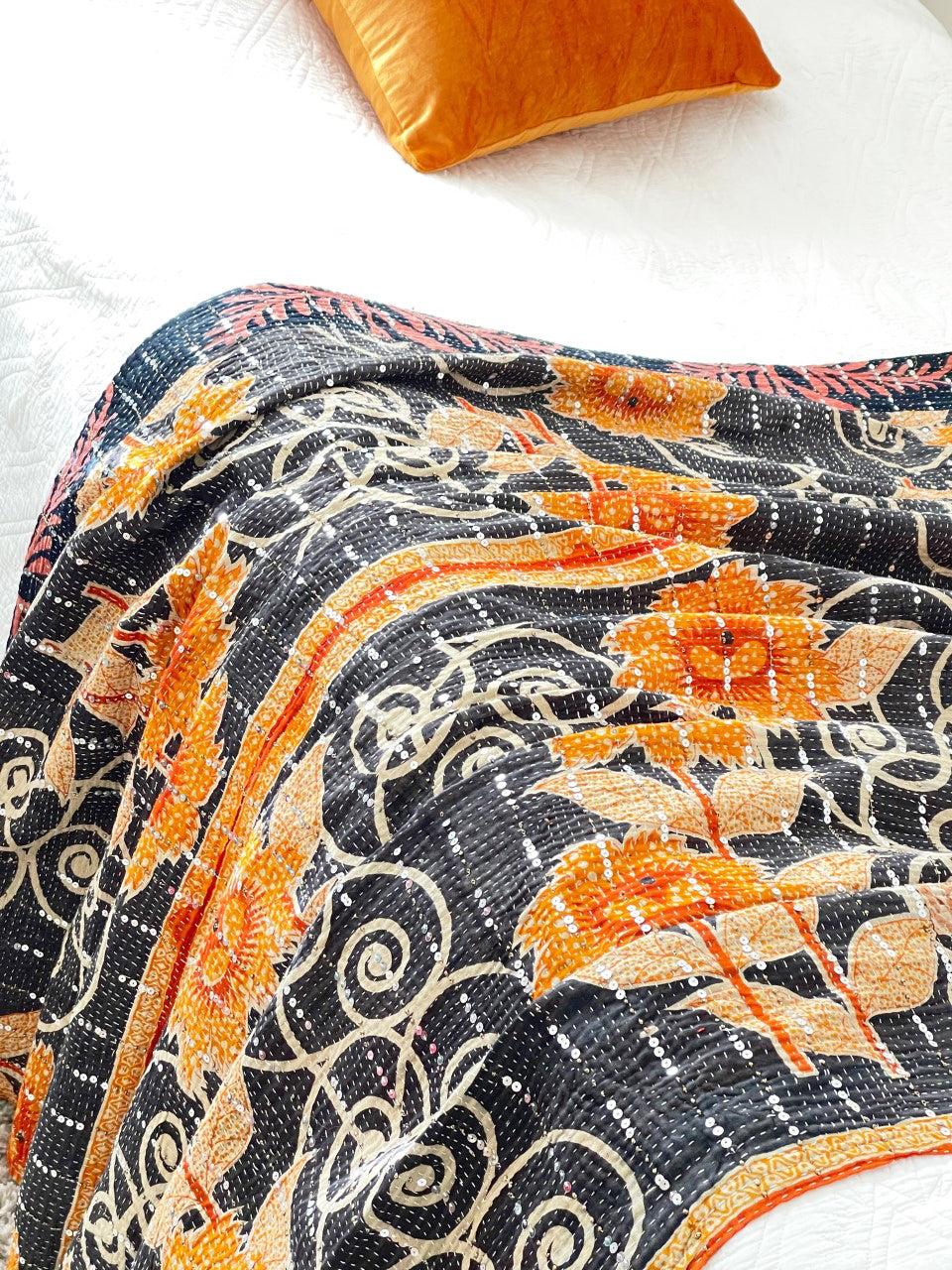 Vintage Sari Sequins Kantha