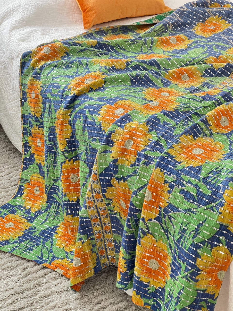 Vintage Sari Sequins Kantha